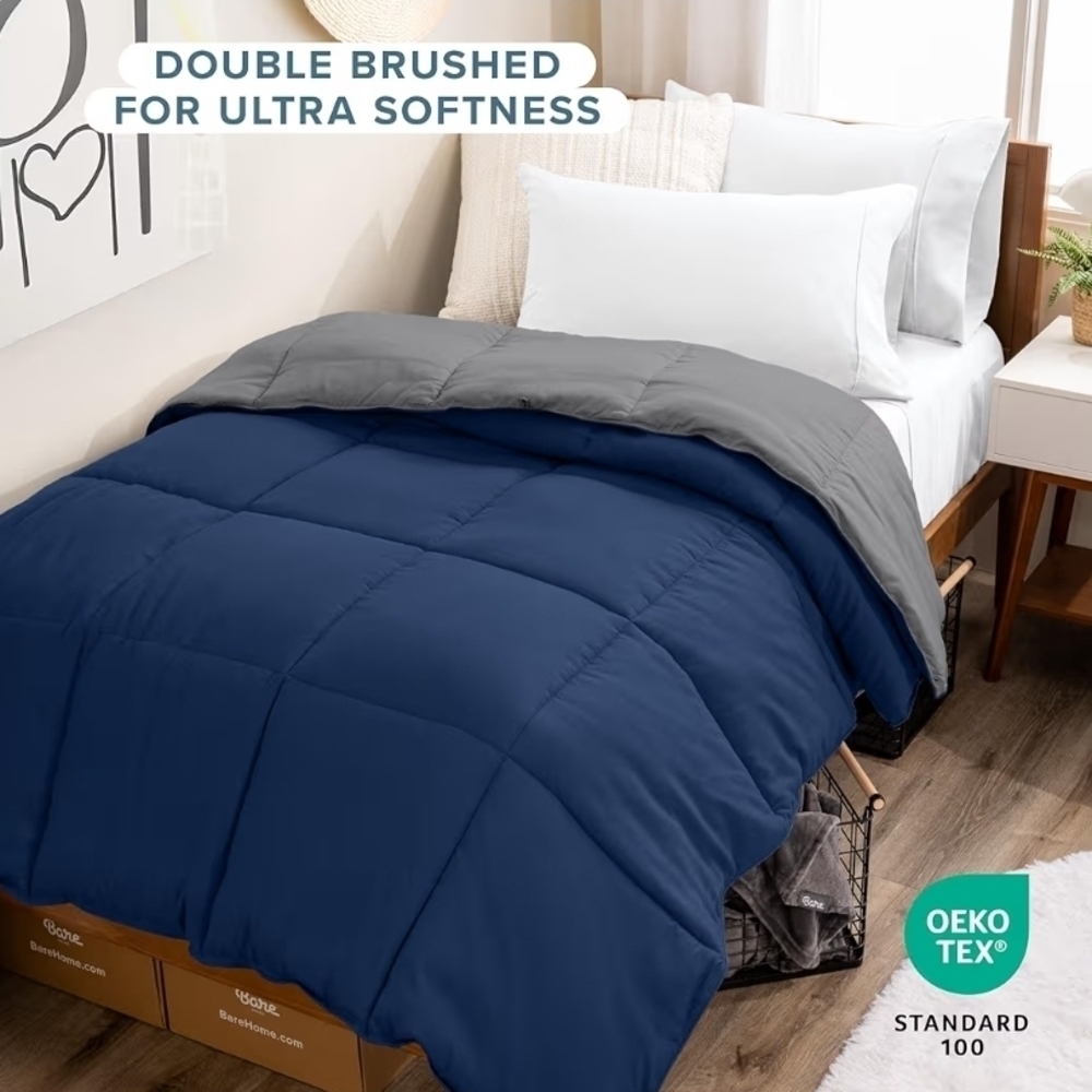 Ultra Soft Double Brushed Bedding Set - Blue and Gray